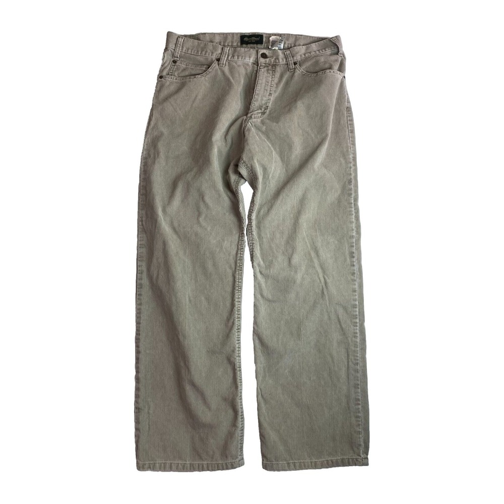 Eddie Bauer Pants Mens 36x30 Brown Corduroy Wide Wale Flat Front Cotton Casual